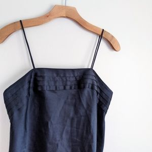 🧷 Vtg Pleated Minimalist Black Cami Tank Top M